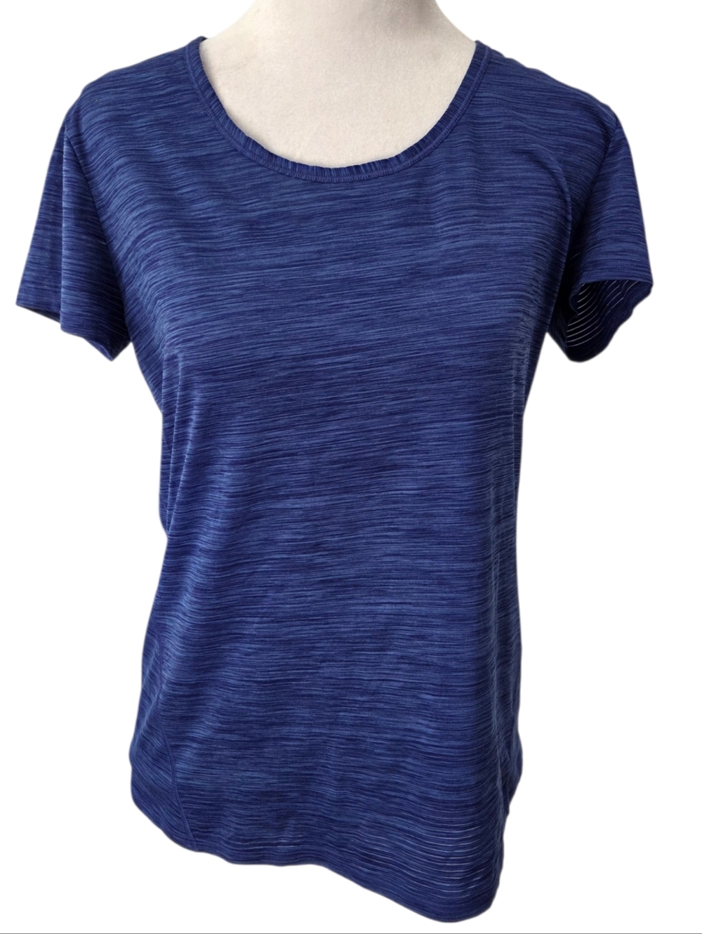 Athleta Blue Space-Dye Scoop Neck Althetic Exercise Tee